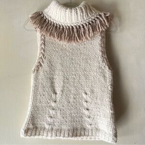 NWT Anthropologie Fringed Handknit Turtleneck Sweater